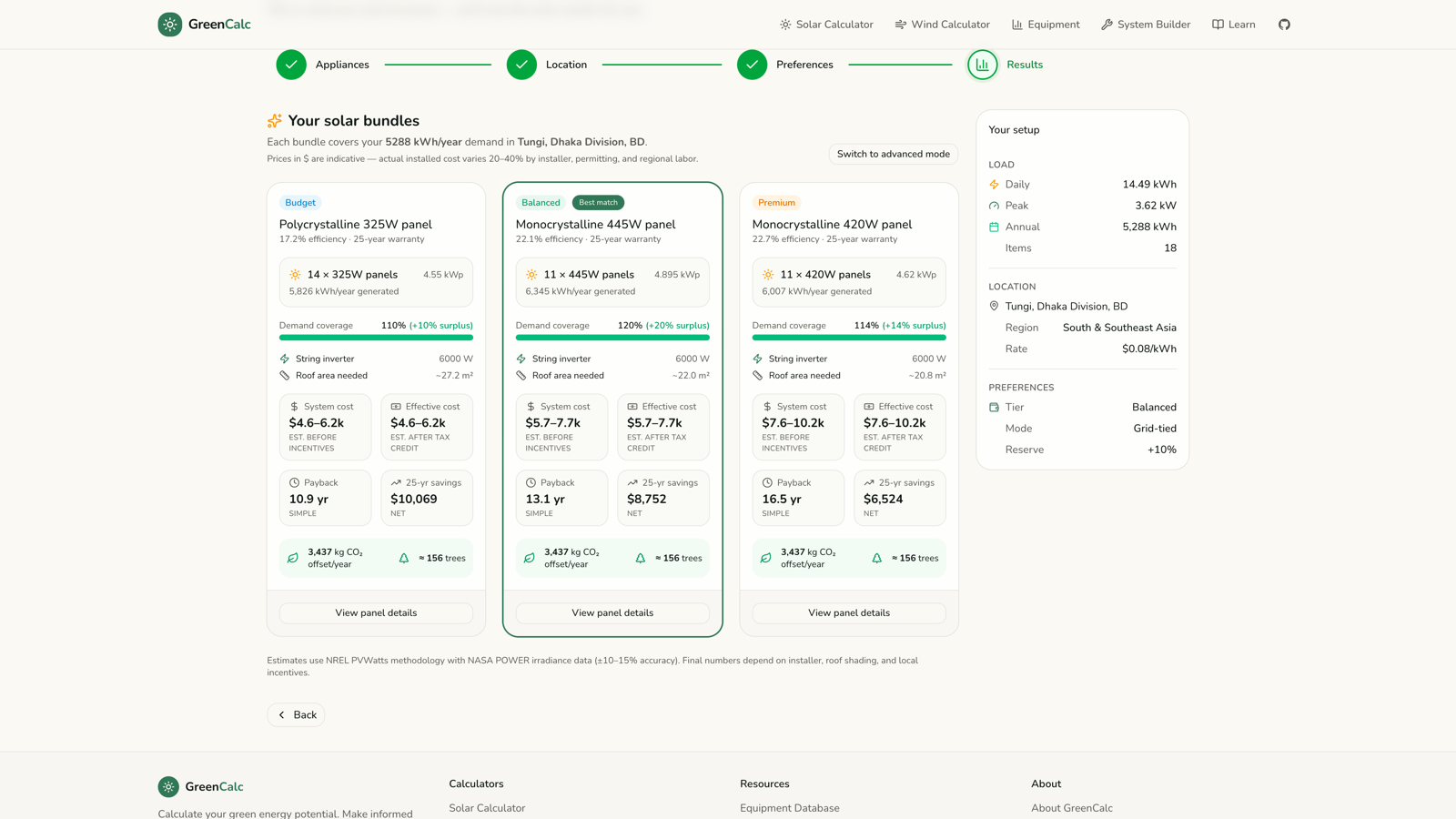 GreenCalc screenshot